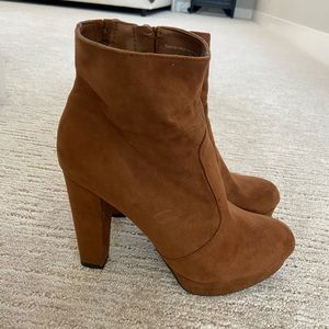 Brown Faux Suede Ankle Booties